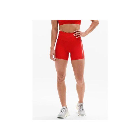 Athleta Pants - Athleta Interval Stash High Rise Tipped 5" Short Cardinal/Bright White Sz M